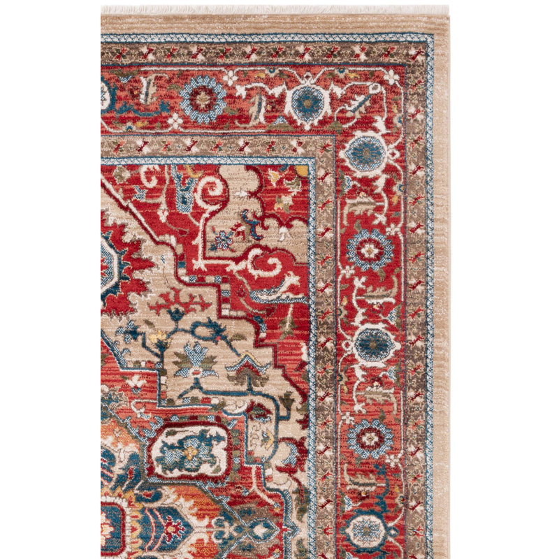 Tapis tissé à plat en polypropylène, rouge / beige Ralph Lauren, Tapis de couloir 2 pi 2 po x 10 pi