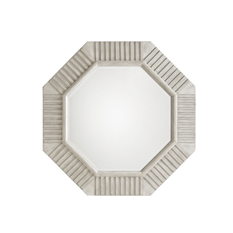 Transitional Cream Beveled 48" Wooden Dresser Mirror