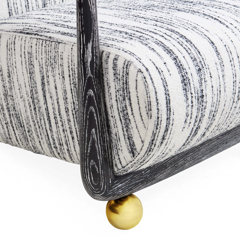 St. Germain Club Chair, Stratus Black/Ivory Polyester Blend/Acrylic/Wool, Distressed Black/Brass