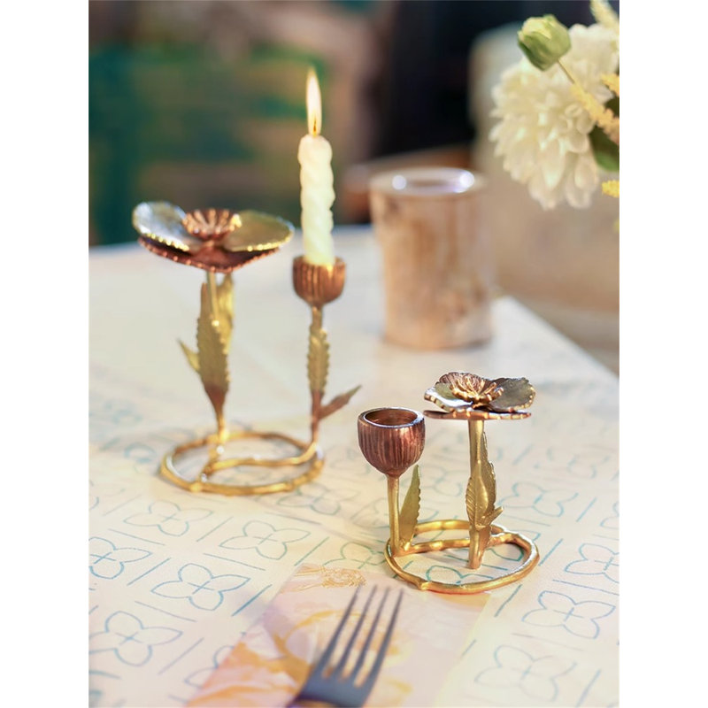 Metal Tabletop Candlestick, 5.12" H x 4.33" W x 4.33" D