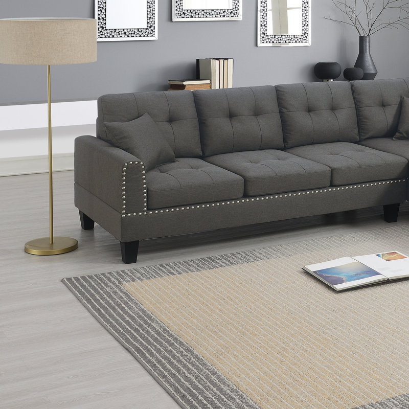 Ensemble de canapé modulaire 2 pièces Living Room Furniture, H 35 po x l 100 po x P 65 po, Tissu café foncé