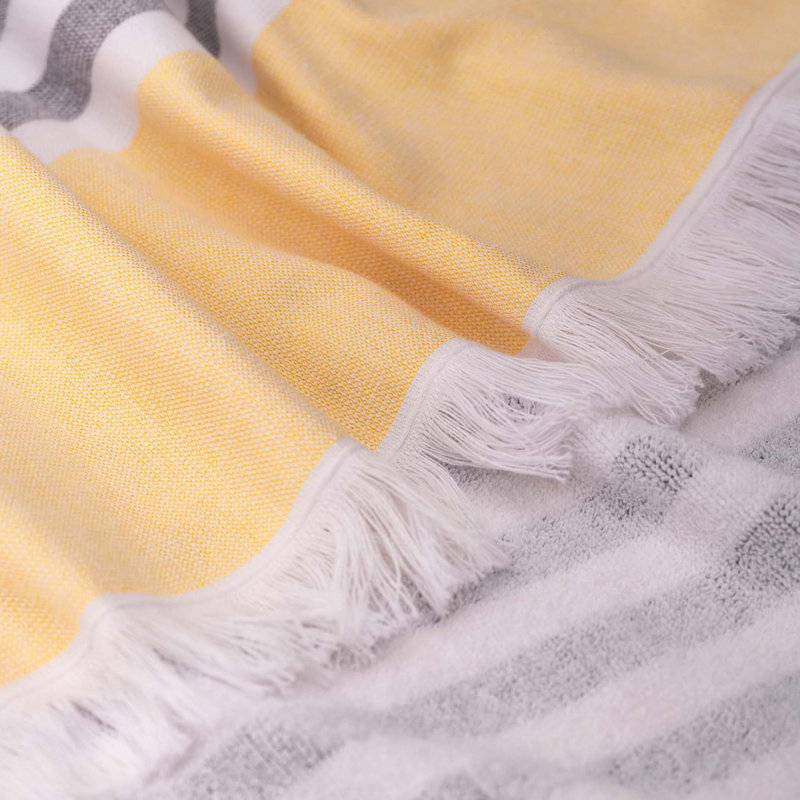 Serviettes de plage 100% coton 35 x 60 po Peshtemal, Jaune soleil, 1 pièce