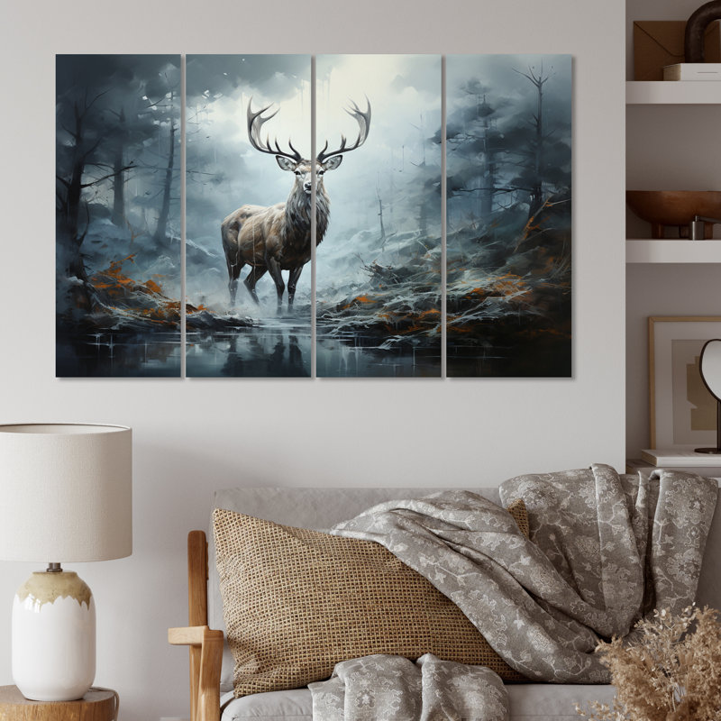Deer Whispering Mist I Animals Wall Decor on Metal