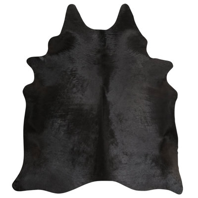 Black cowhide rug - genuine leather rug