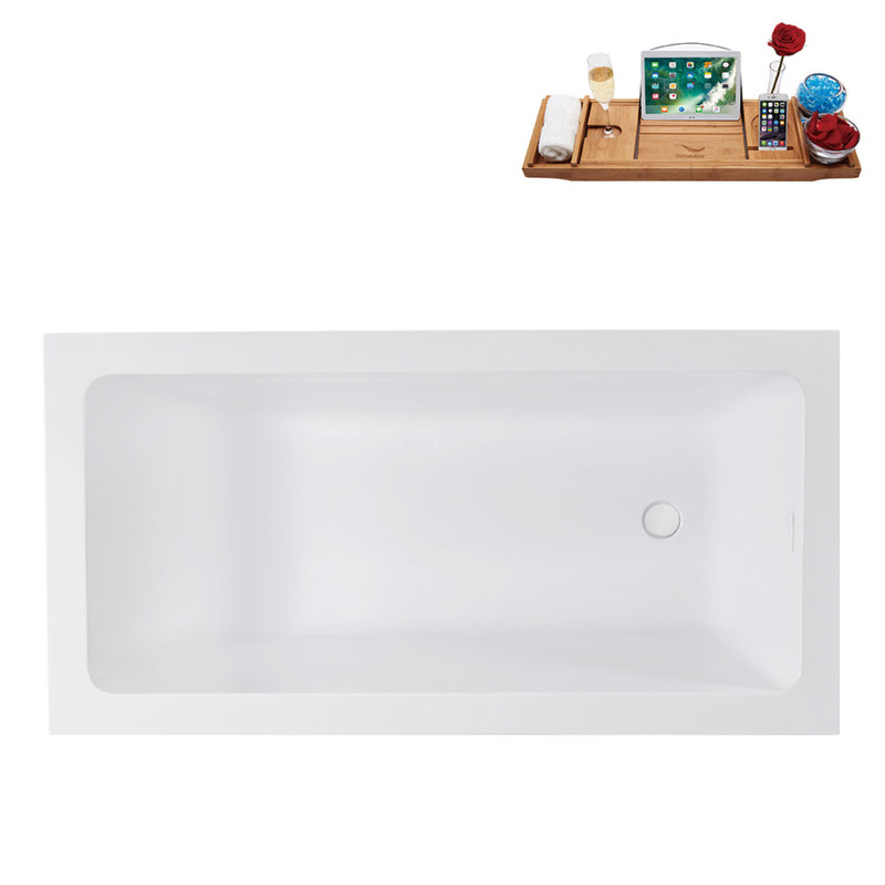 Baignoire autoportante 59 po avec plateau interne 59 po Streamline, Blanc lustré