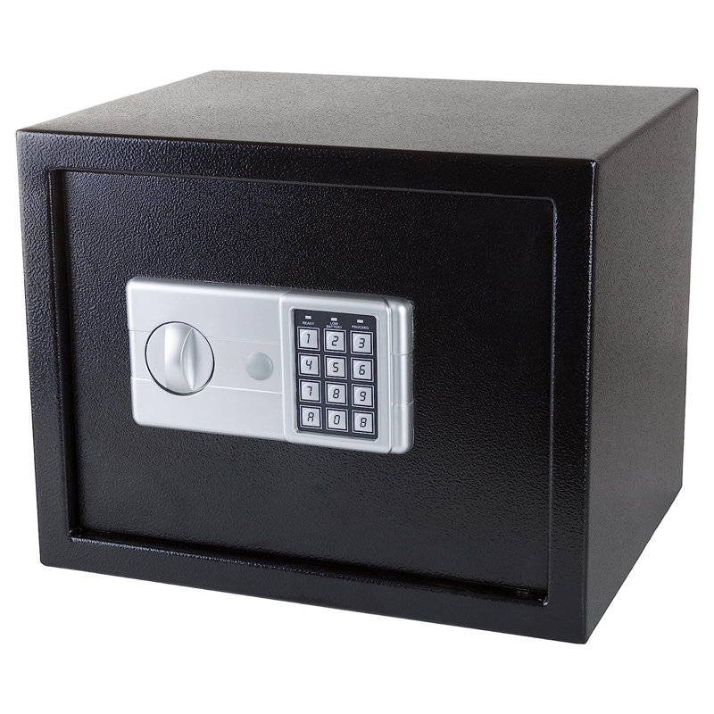 Stalwart Digital Safe - Compact Steel Security Box - Electronic Keypad, Manual Override Keys