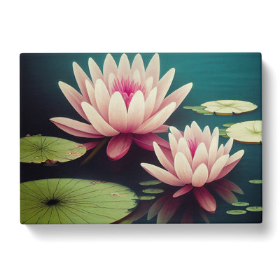 Excellent Water Lily Flowers - Wrapped Canvas