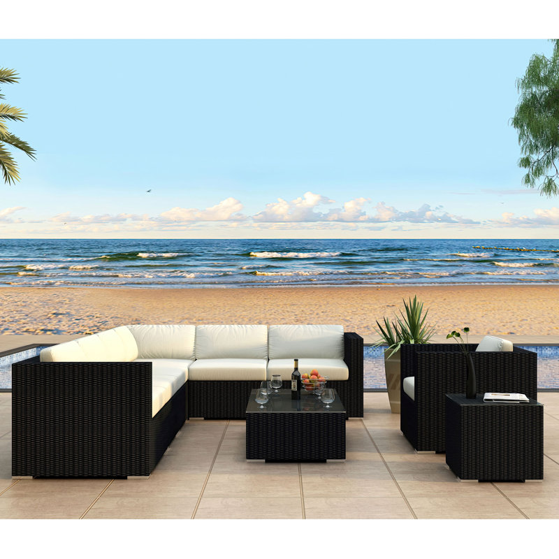 Urbana Outdoor 9 - Piece Conversation Set, Spectrum Peacock Sunbrella® Plainweave