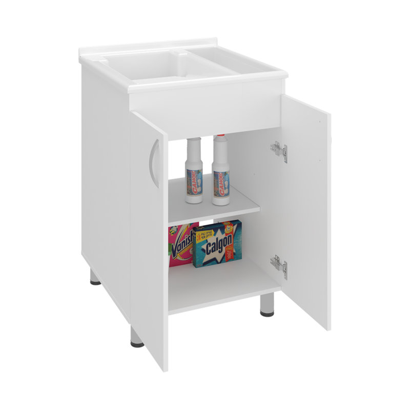 Baignoire et évier utilitaire 2 portes Foster, armoire autoportante avec 2 tablettes de rangement intérieures, évier utilitaire pour salle de lavage ou garage