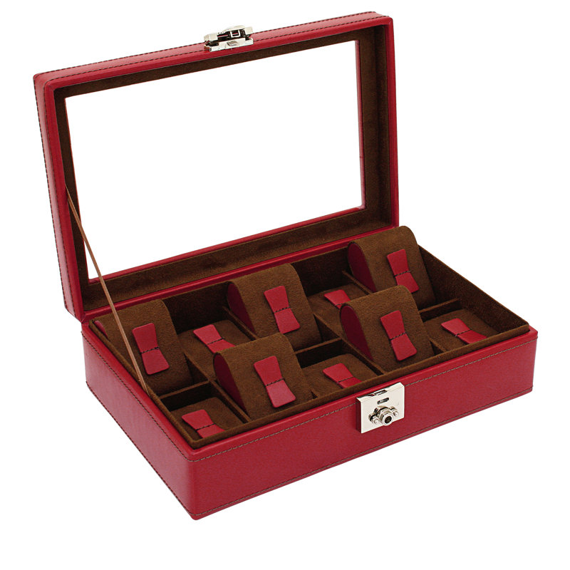 Cordoba Leather Watch Box + Locking, Red
