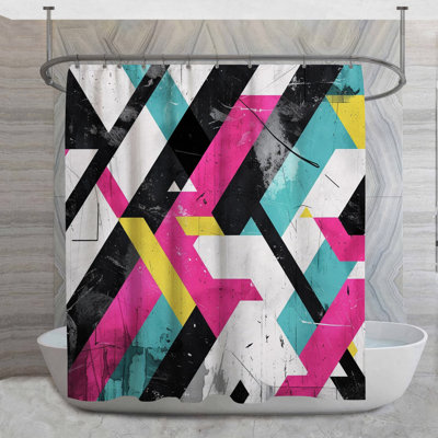 Geometric Design Shower Curtain -  Abstract Bathroom Decor Industrial