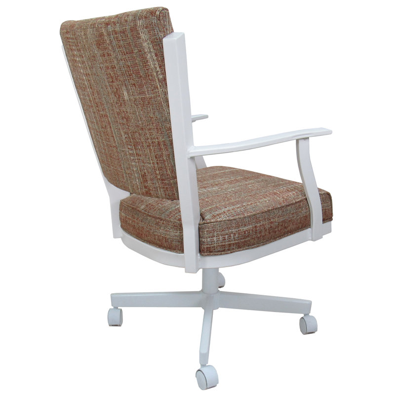 Chaise avec accoudoirs à garniture piquée, Blanc, Acajou