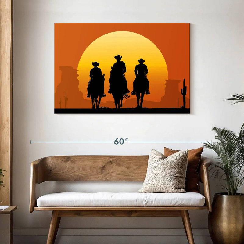 Cowboys Lelar sur des chevaux, H 30 po x l 45 po