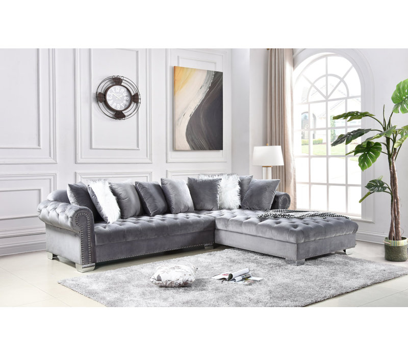 Canapé modulaire Elrita, Velours gris