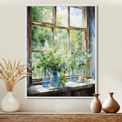 Green and blue countryside window Charm III - Farm Windows Wall Decor
