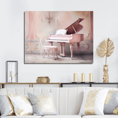 «Pink Pastel Piano Play IV - Music Piano», reproduction sur toile encadrée
