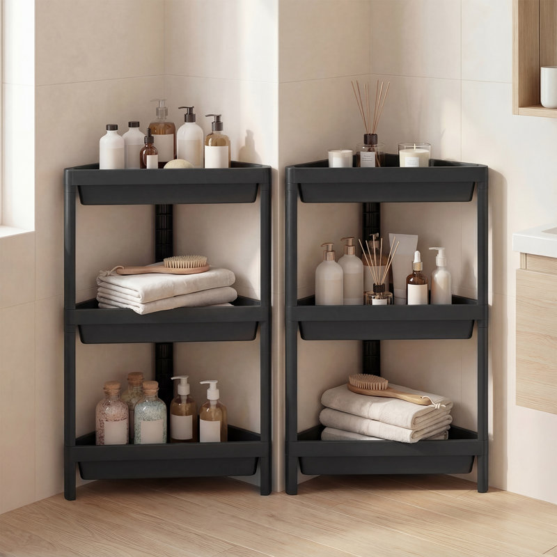 44cm W Plastic Shelving Unit, Black