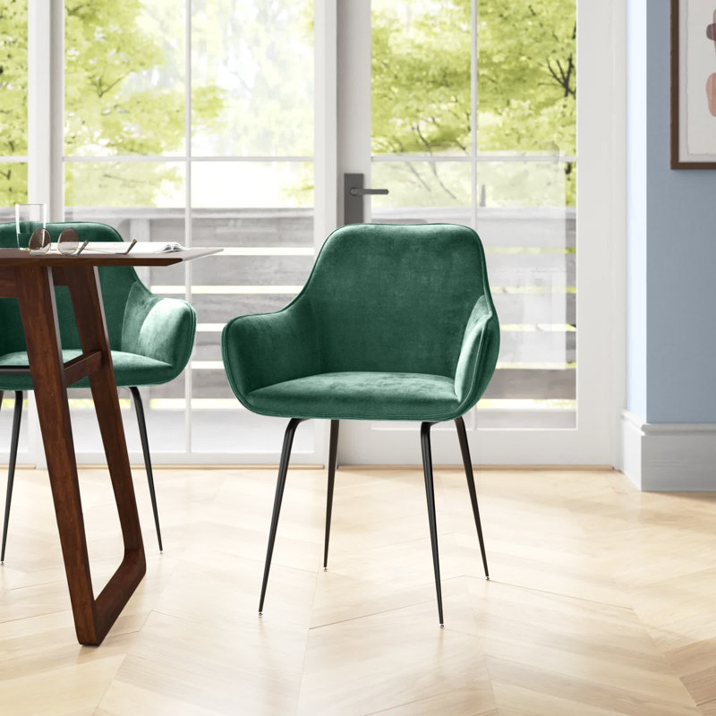 Abert 49cm H Tufted Cotton Upholstered Armchair, Green