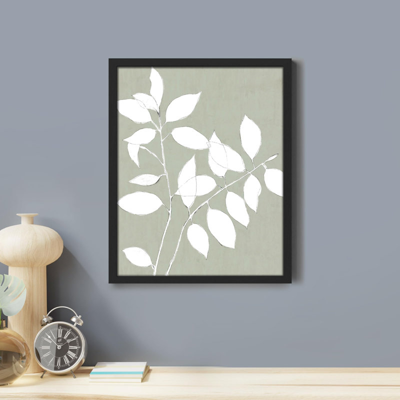 " Botanical Plants Leaves ", Black, 16" H x 12" W