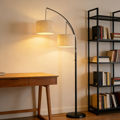 Modern Arc Floor Lamp With Remote Control, 3-Light Dimmable Standing Lamp With Adjustable Arms For Living Room And Bedroom, Super Bright Tall Tree Lamp With Weighted Base