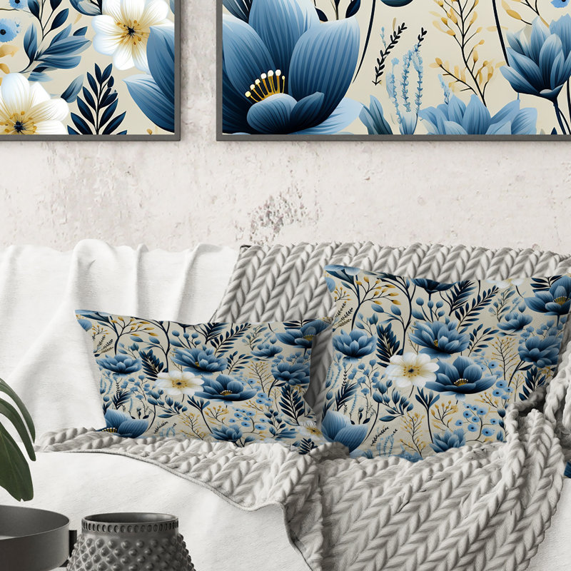 Coussin Blue Meadow, H 18 po x l 18 po