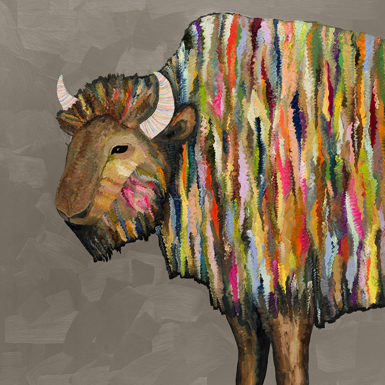 «Bison on Putty», impression sur toile tendue, H 12 po x l 12 po