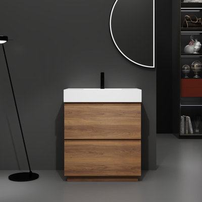 Meuble-lavabo pour salle de bain avec lavabo simple, meuble-lavabo sous-comptoir moderne avec tiroir double, meuble-lavabo autoportant