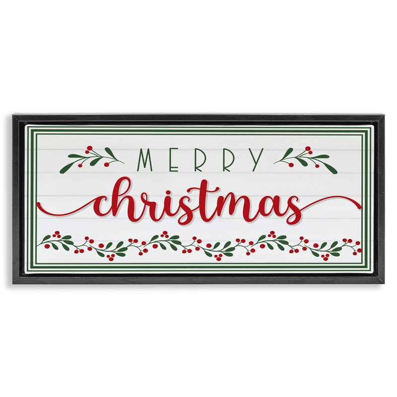 "Festive Christmas", art mural encadré sur toile flottante, Cadre flottant noir de jais, H 11 po x l 25 po