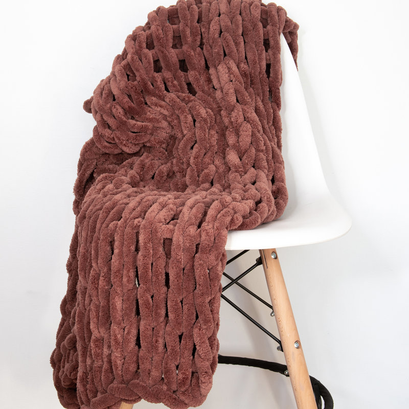 Donna Sharp Rust Chenille Knit Woven Throw, Rust