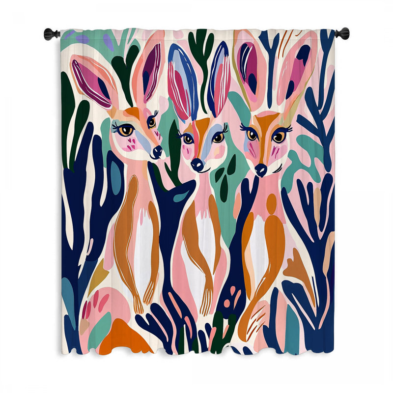 Kangourou Trio rideaux de fenêtre, bloquant les animaux et voilages - 1 panneau, L 50 po x L 84 po