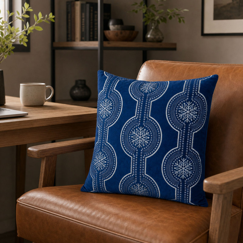 Ensemble de 2 coussins décoratifs Holiday en velours brodé Holiday, Bleu