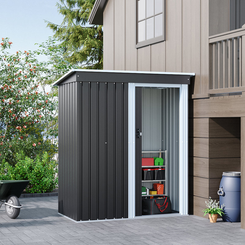 Senga 5ft. W x 3 ft. D Metal Pent Tool Shed Garden Shed
