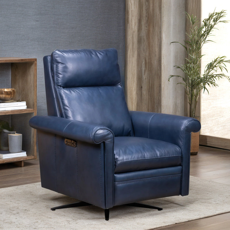 Fauteuil inclinable pivotant en cuir Kadejha, Ambiance Ocean