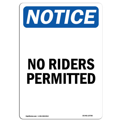 No Riders Permitted Sign