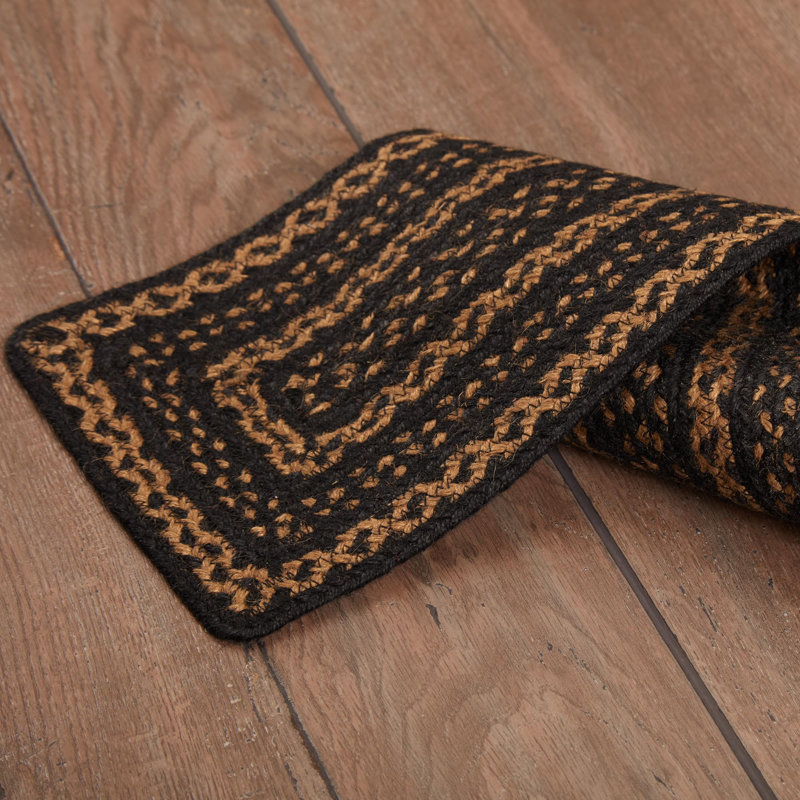 Tapis de sol rectangulaire en jute noir Farmhouse Primitive