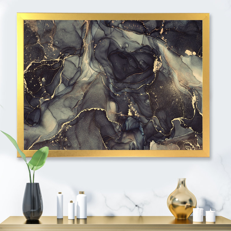 «Black Gold Infusion», reproduction d'art sur toile, Cadre doré, H 30 po x l 40 po