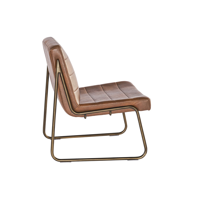 Tufted Side Chair, Bravo Cognac Faux Leather, Bronze