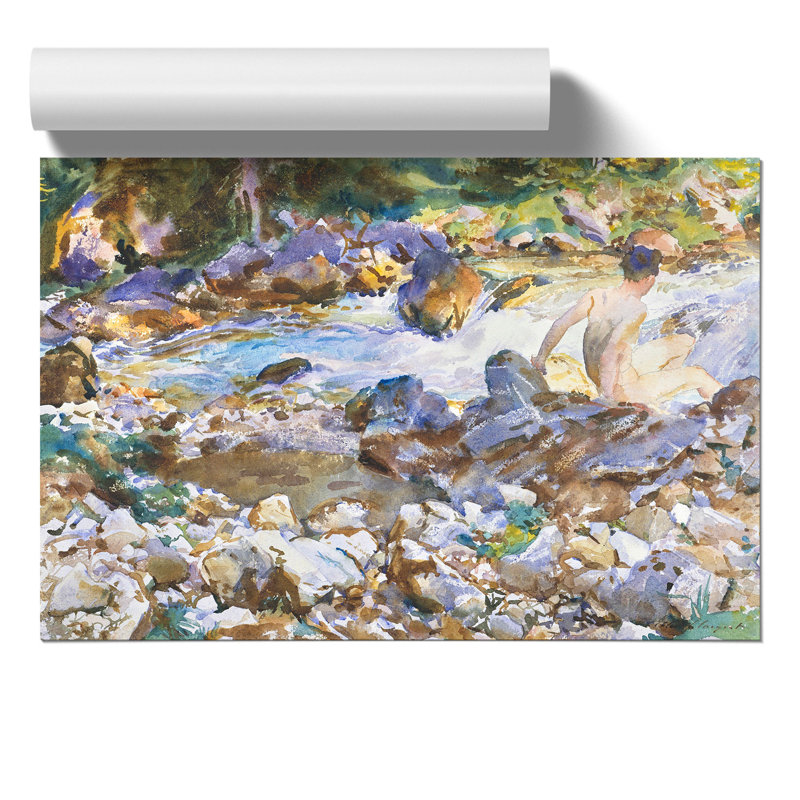 Mountain Stream by John Singer Sargent - No Frame Painting, 30cm H x 42cm W x 0.1cm D