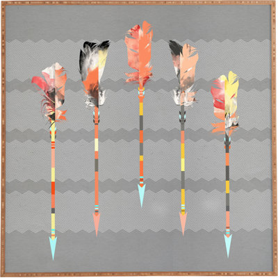 Gray Pastel Feathers Framed Print