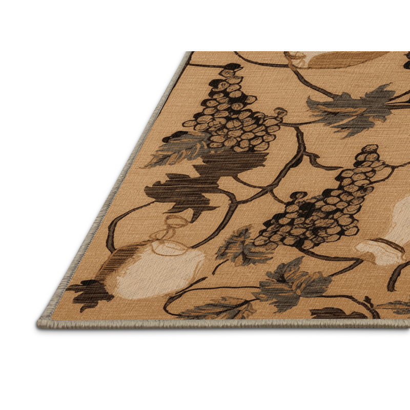 Tapis brun français lavable à la machine, Rond 3 pi