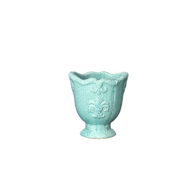Terracotta Pot Gloss Finish Blue..6.75"x4.75"x6.50"h