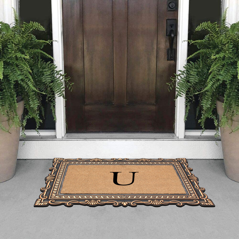 Paillasson à motif de monogramme de 24 po x 36 po Carson, Bronze, U