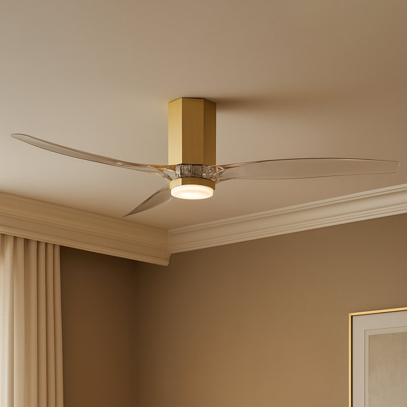 Ventilateur de plafond à DEL Hinkley Facet, Transparent, Or