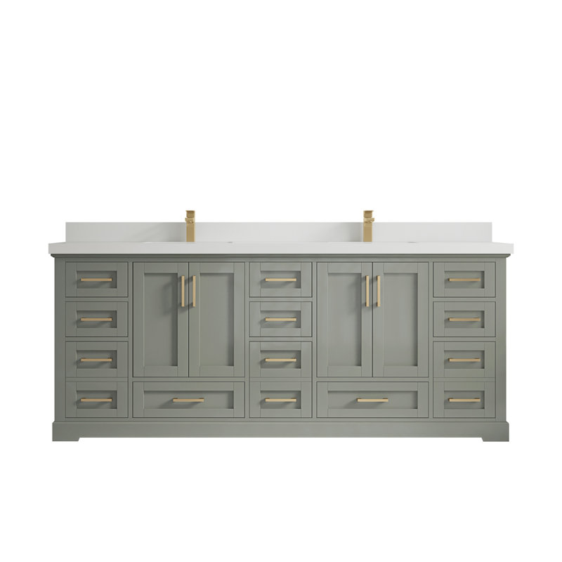 Esin 84'' Double Bathroom Vanity with Top, White