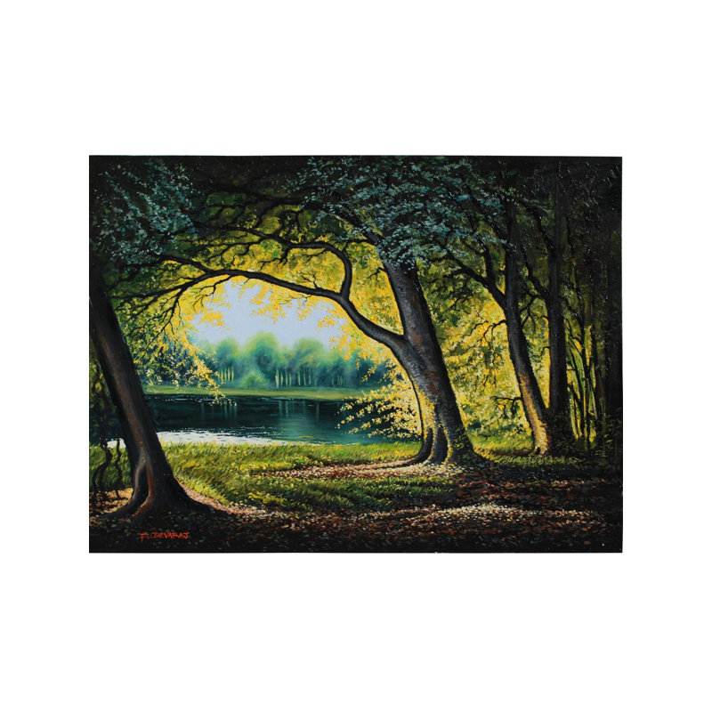 Lakeside Forest | Oil On Canvas For Wall Decor | By Devraj