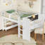 Lit mezzanine simple pour lit d'enfant multifonctionnel en bois massif blanc classique avec bureau intégré, tableau noir et rangement multiple