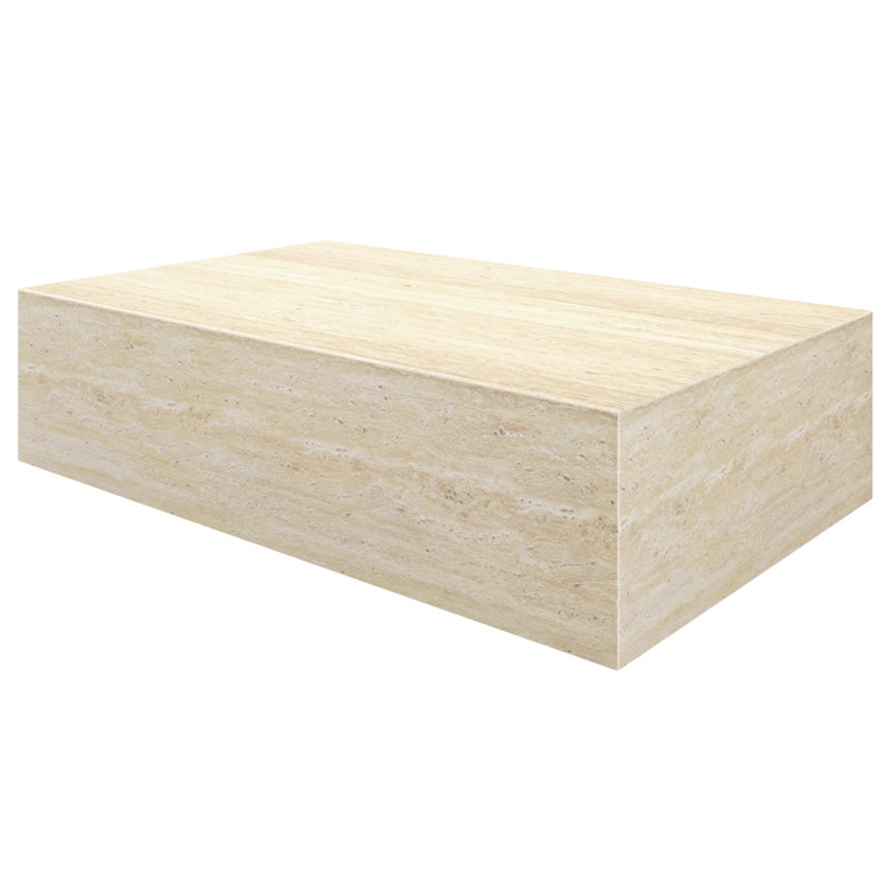 Table basse rectangulaire contemporaine en béton de qualité contractuelle ECC - Travertin, Beige