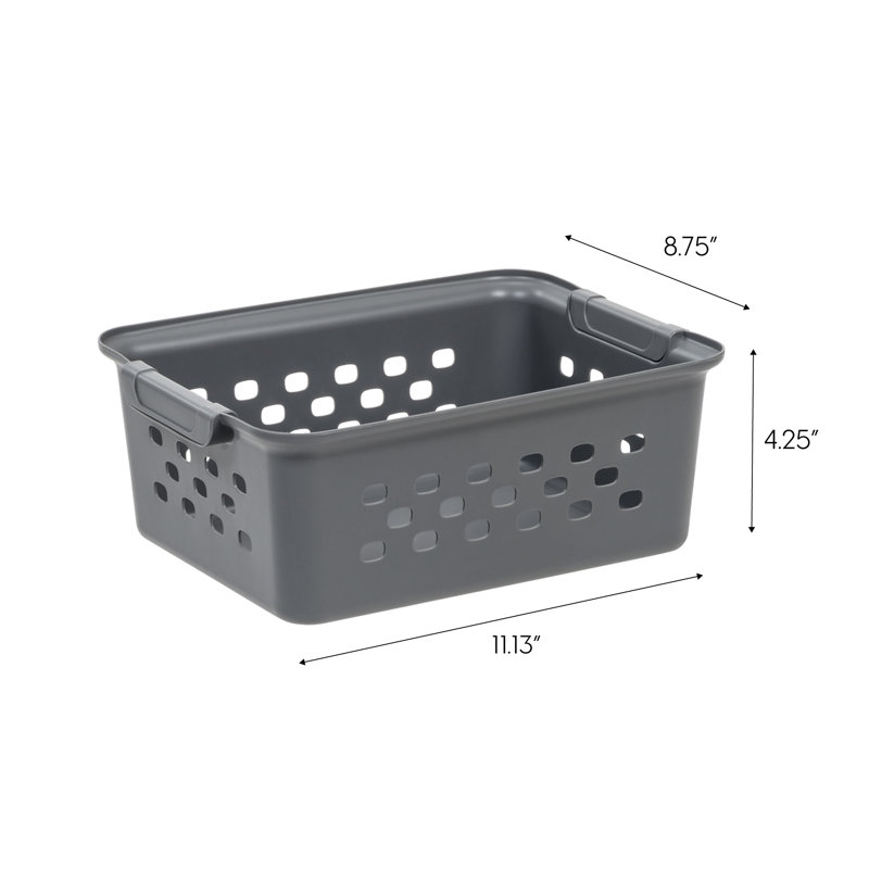 Petits paniers de rangement en plastique IRIS, gris