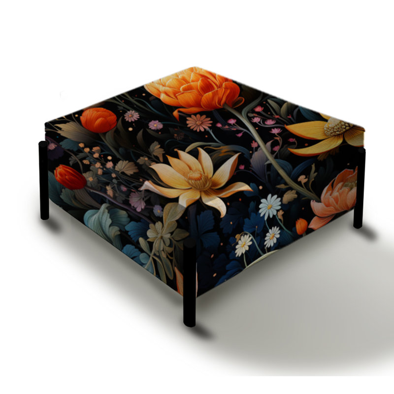 Grand repose-pieds carré carré Autumn Farmhouse Flowers Serenity
