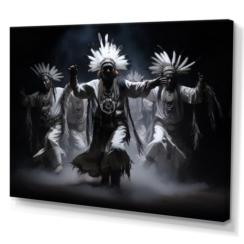 Native Art Dance Of Spirits Framed On Canvas Print, Toile tendue, H 24 po x l 32 po x P 1 po